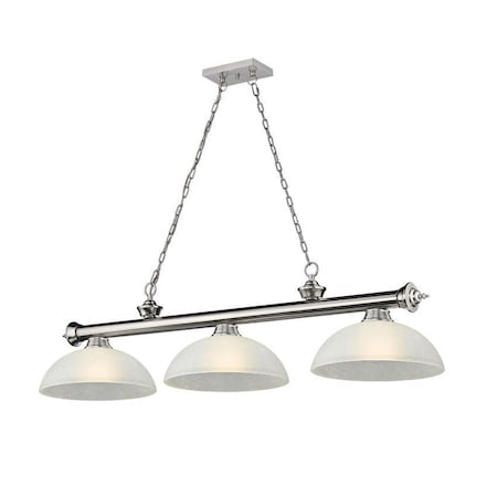 Z-Lite Cordon 3 Light Billiard, Brushed Nickel & White Linen 2306-3BN-DWL14